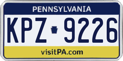 PA license plate KPZ9226