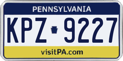 PA license plate KPZ9227