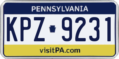 PA license plate KPZ9231