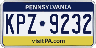 PA license plate KPZ9232