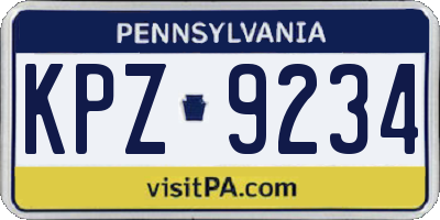 PA license plate KPZ9234