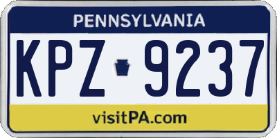 PA license plate KPZ9237