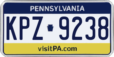 PA license plate KPZ9238