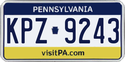 PA license plate KPZ9243