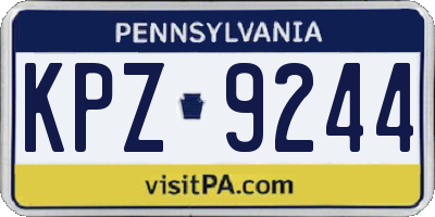 PA license plate KPZ9244
