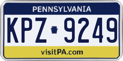 PA license plate KPZ9249
