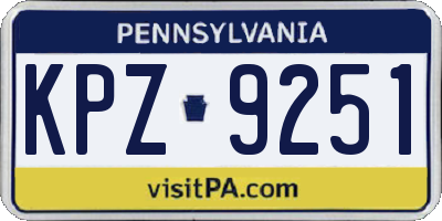 PA license plate KPZ9251