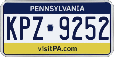 PA license plate KPZ9252