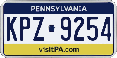 PA license plate KPZ9254