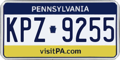 PA license plate KPZ9255