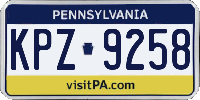 PA license plate KPZ9258