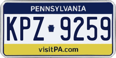 PA license plate KPZ9259