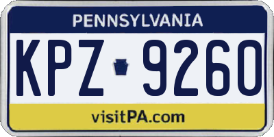 PA license plate KPZ9260