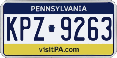PA license plate KPZ9263