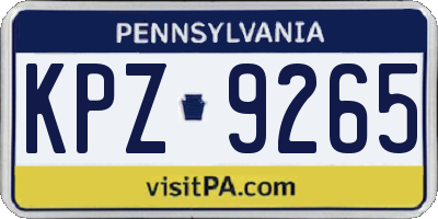 PA license plate KPZ9265
