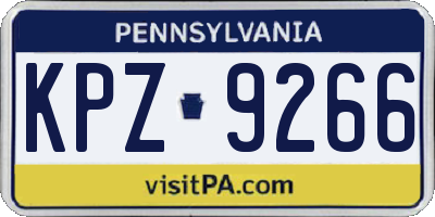 PA license plate KPZ9266