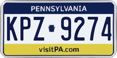 PA license plate KPZ9274