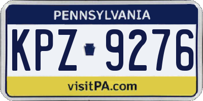 PA license plate KPZ9276