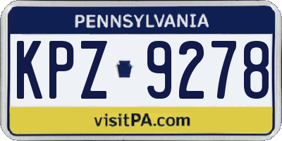 PA license plate KPZ9278