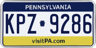 PA license plate KPZ9286