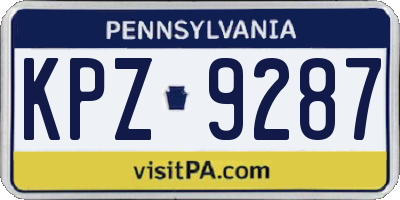 PA license plate KPZ9287
