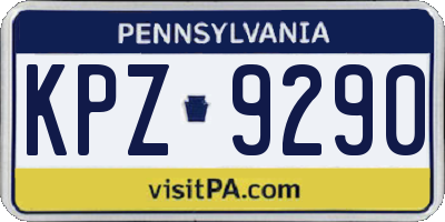PA license plate KPZ9290