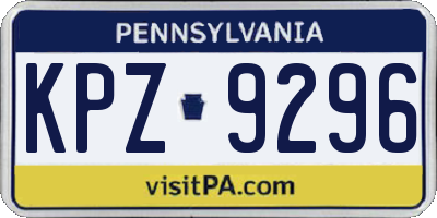 PA license plate KPZ9296