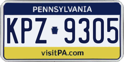 PA license plate KPZ9305