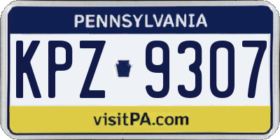 PA license plate KPZ9307