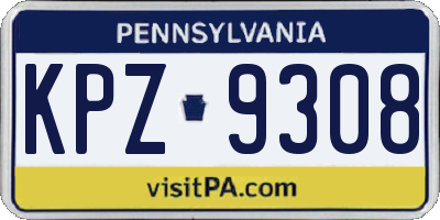 PA license plate KPZ9308