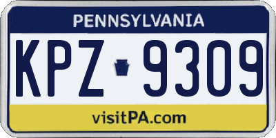 PA license plate KPZ9309