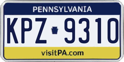 PA license plate KPZ9310