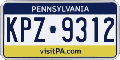 PA license plate KPZ9312