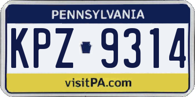 PA license plate KPZ9314