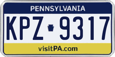 PA license plate KPZ9317