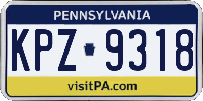 PA license plate KPZ9318