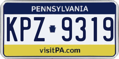 PA license plate KPZ9319
