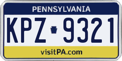 PA license plate KPZ9321