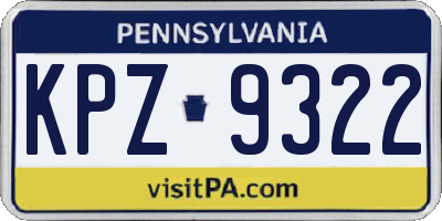 PA license plate KPZ9322