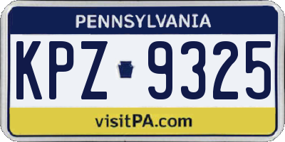 PA license plate KPZ9325