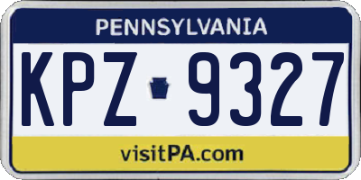 PA license plate KPZ9327