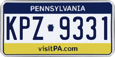 PA license plate KPZ9331
