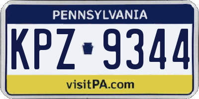 PA license plate KPZ9344
