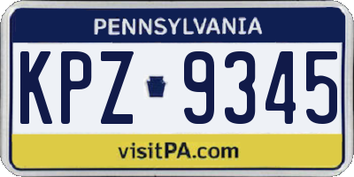 PA license plate KPZ9345
