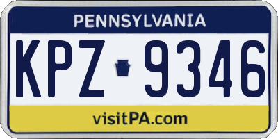 PA license plate KPZ9346