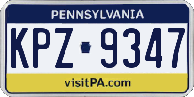PA license plate KPZ9347
