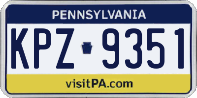 PA license plate KPZ9351