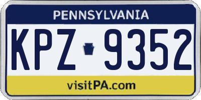 PA license plate KPZ9352