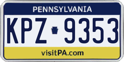 PA license plate KPZ9353