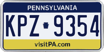 PA license plate KPZ9354
